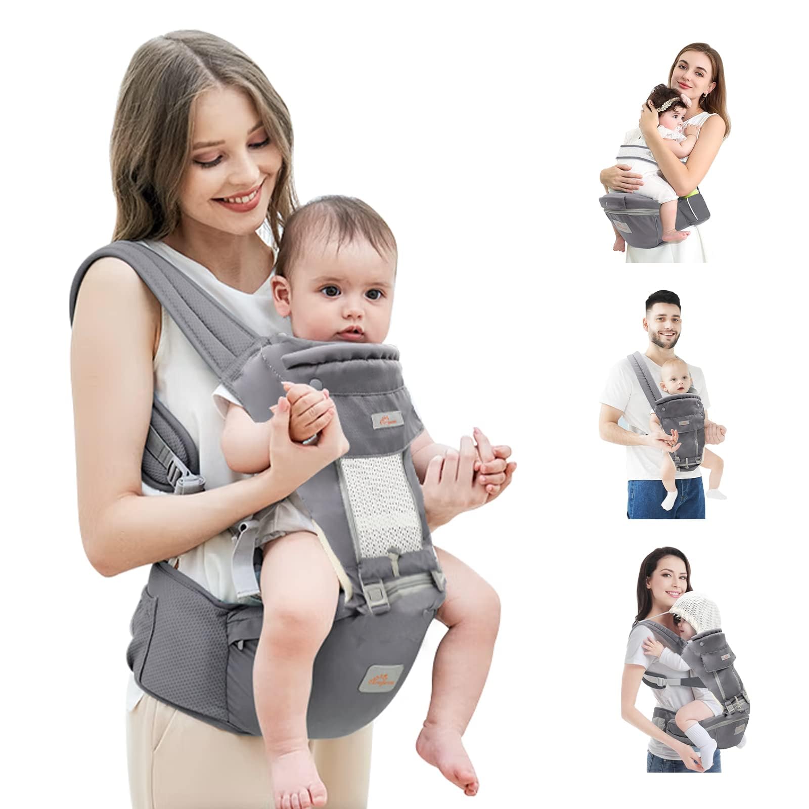 Mumgaroo baby carrier hip-seat provides ergonomic support for newborn comfort.