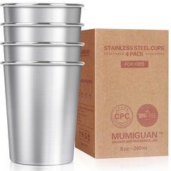 MUMIGUAN kids stainless steel cups 7.8oz pack: durable, BPA-free drinking cups for kids.