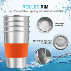 Stackable MUMIGUAN stainless steel cups arranged for storage