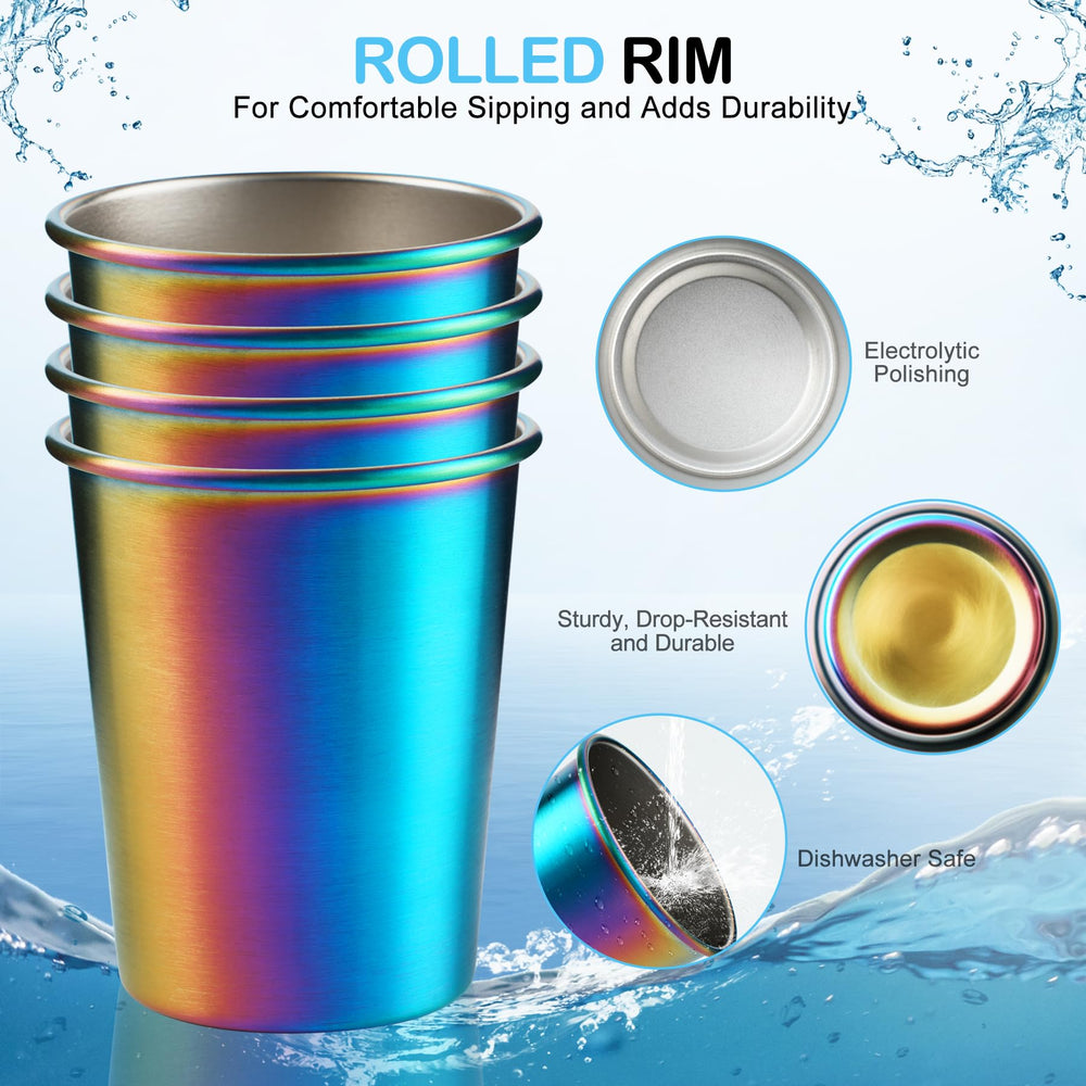 MUMIGUAN stainless steel cups stacked for space saving travel-friendly design.