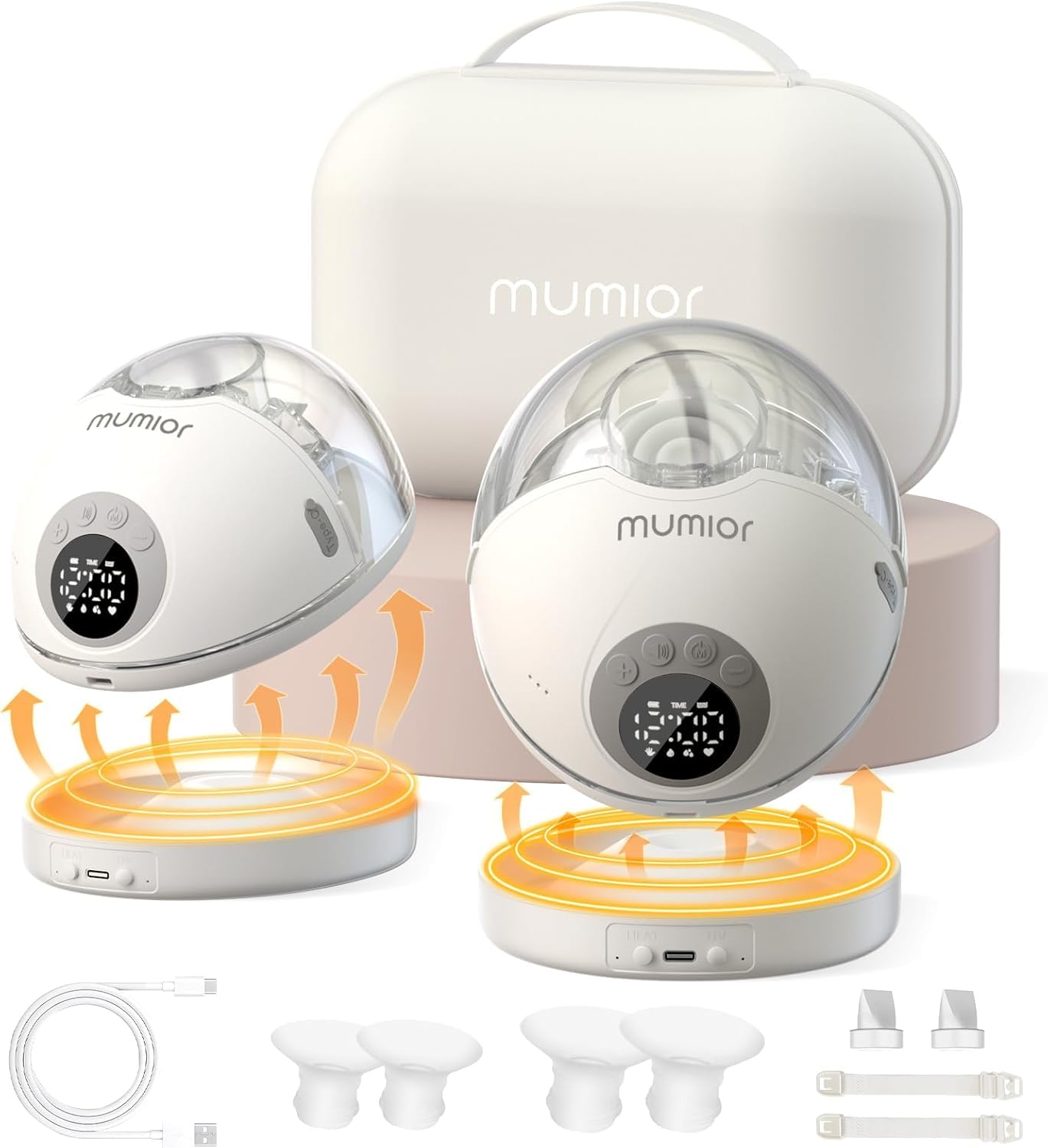 Mumior heated-base pump showcases skin-like warmth for comfortable pumping.