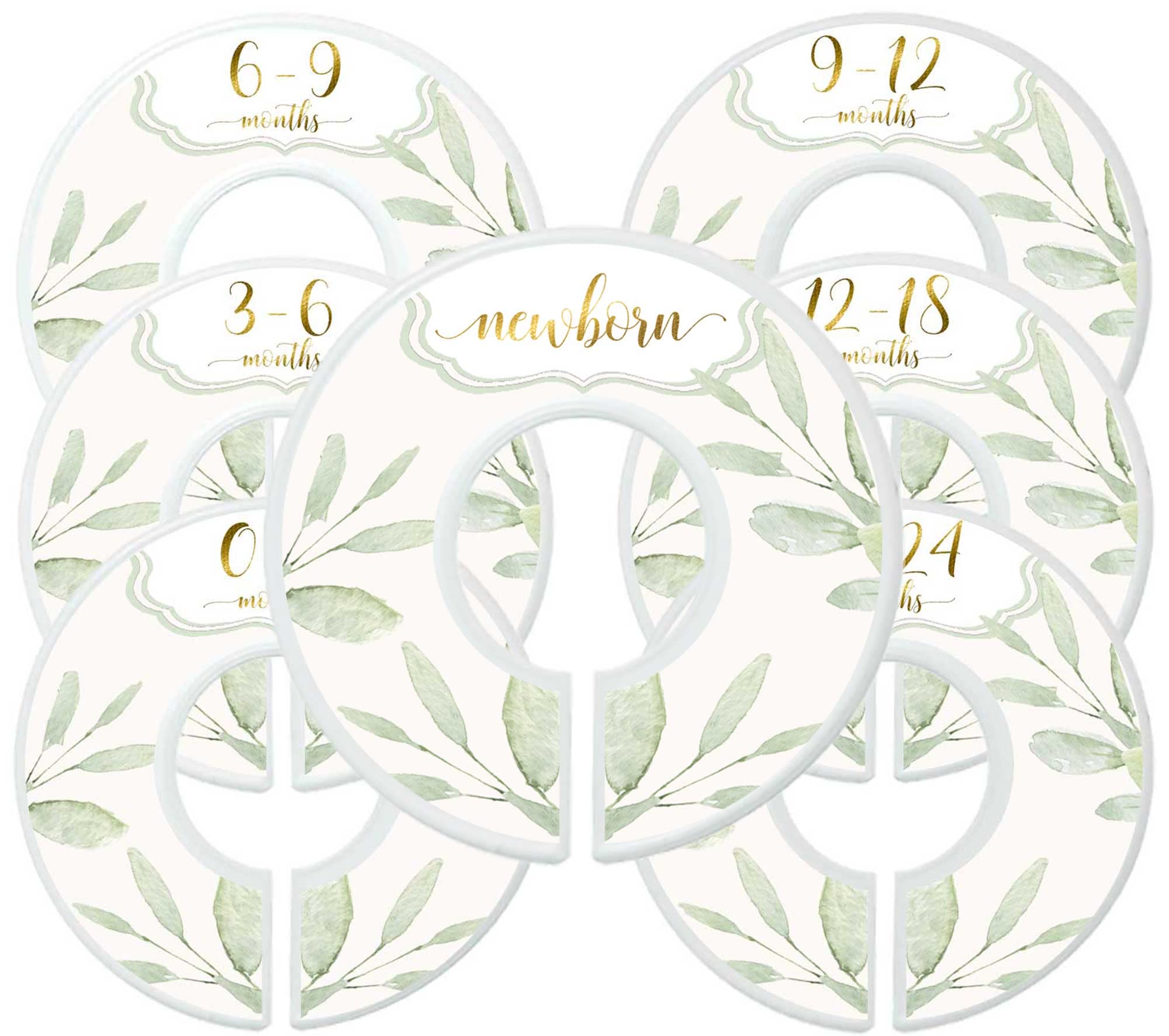 Mumsy Goose baby dividers greenery set7 front view for easy closet organization.