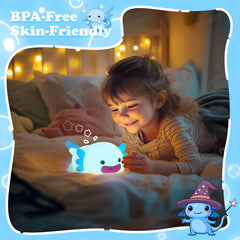 MUMUQ Axolotl Night Light timer showcases 20-minute sleep cycle.