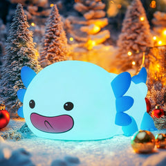 MUMUQ Axolotl Night Light unboxing shows playful silicone design for kid-friendly bedtime ritual.