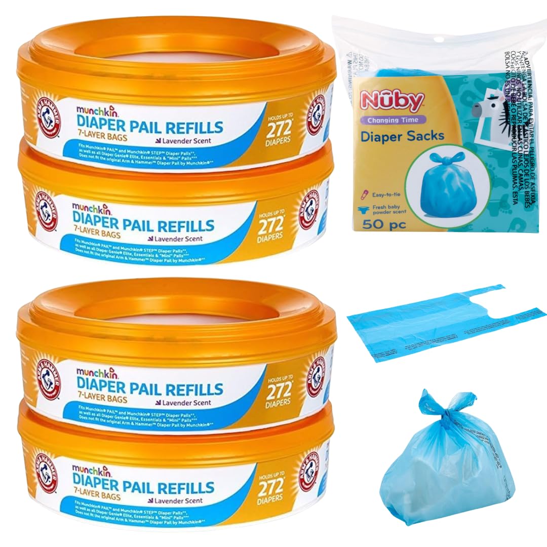 Munchkin A&H refill rings four-pack showing high capacity for diapers