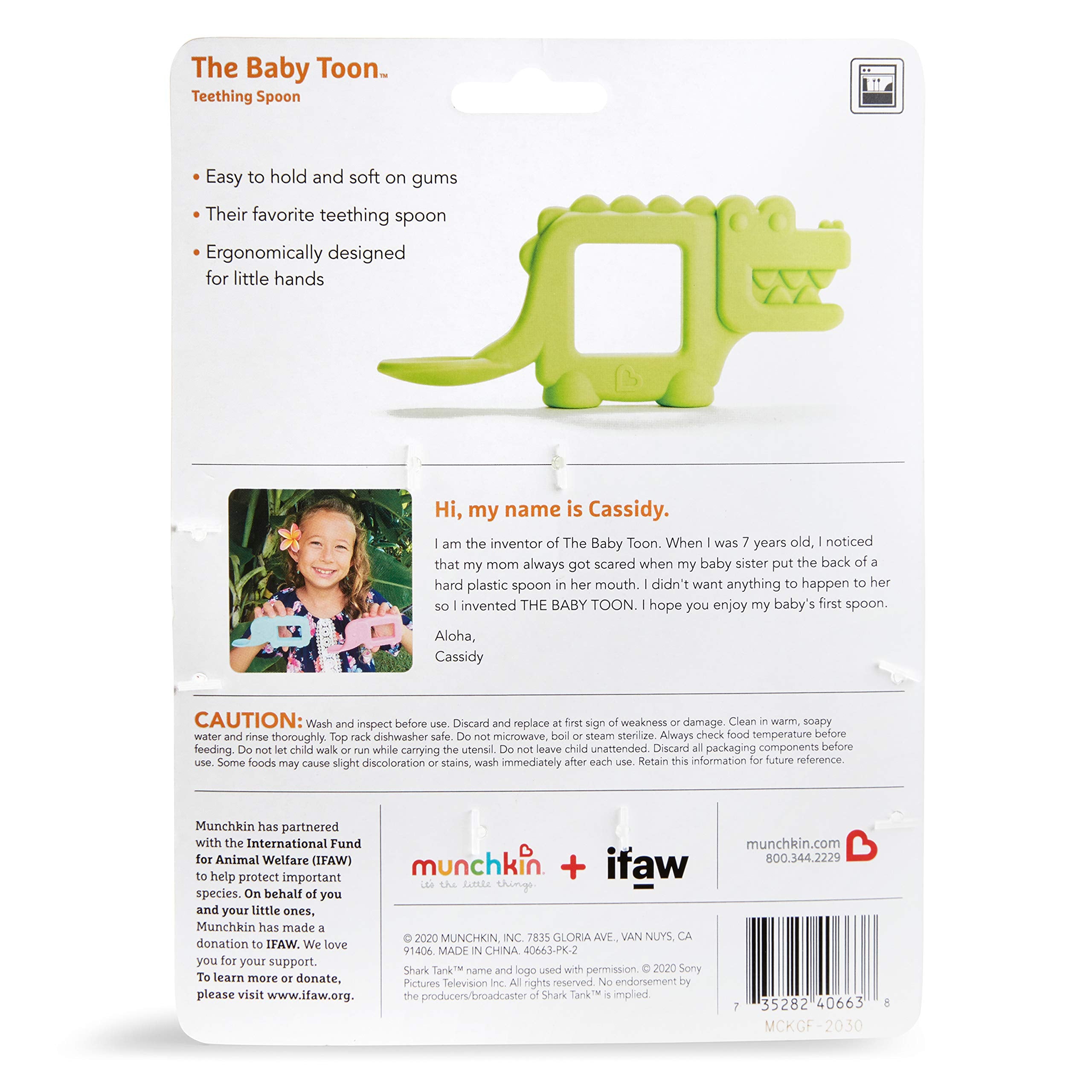 Munchkin The Baby Toon Alligator Shark Tank feature on packaging signals trusted design