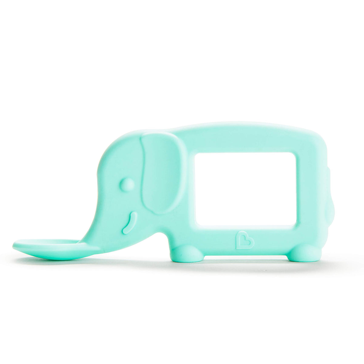Munchkin Baby Toon Elephant Teether Spoon Mint — soft silicone for gentle gums during feeding.