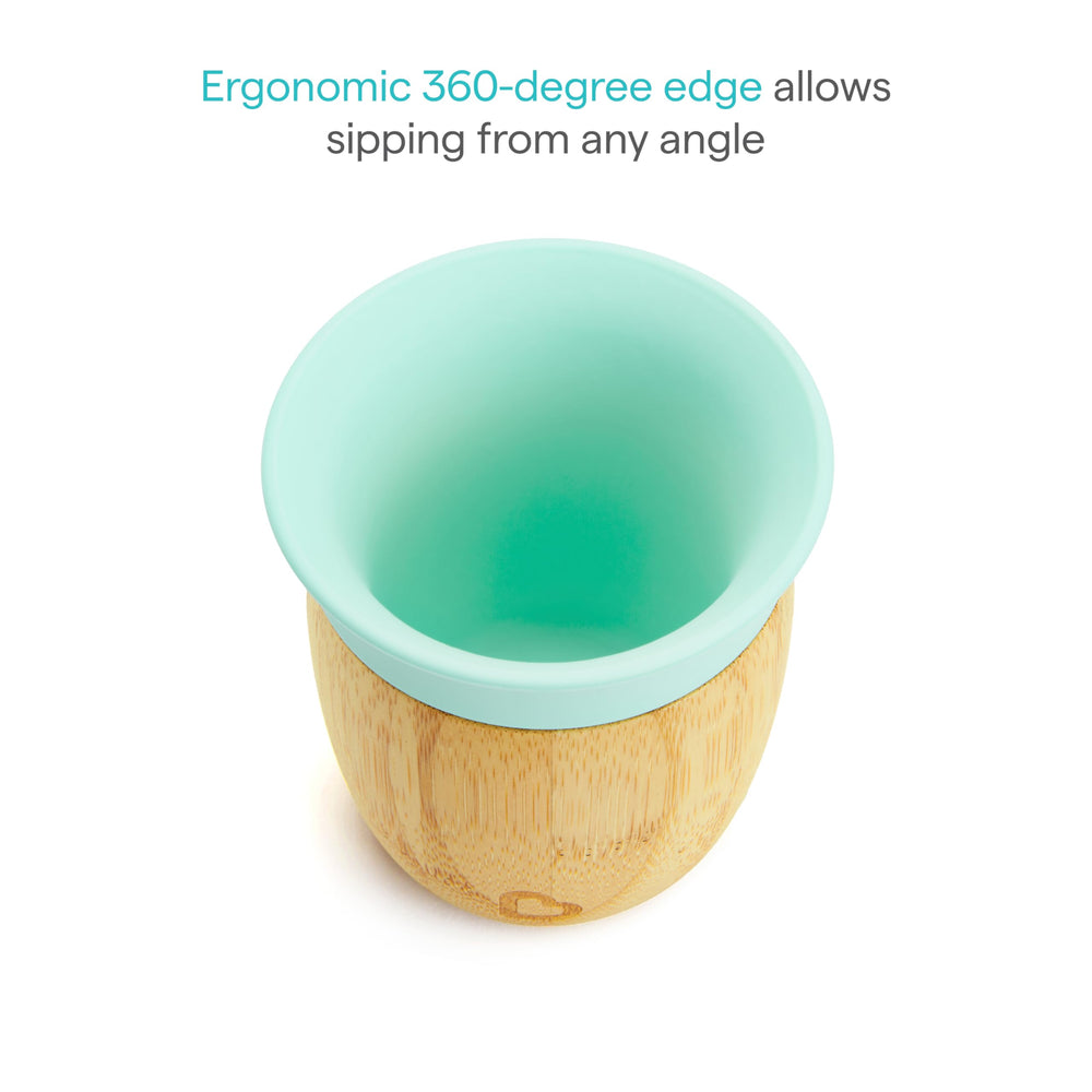 Munchkin Bambou ergonomic-sip-edge enables sipping from any angle.