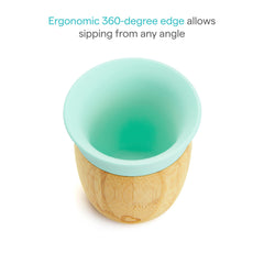 Munchkin Bambou ergonomic-sip-edge enables sipping from any angle.