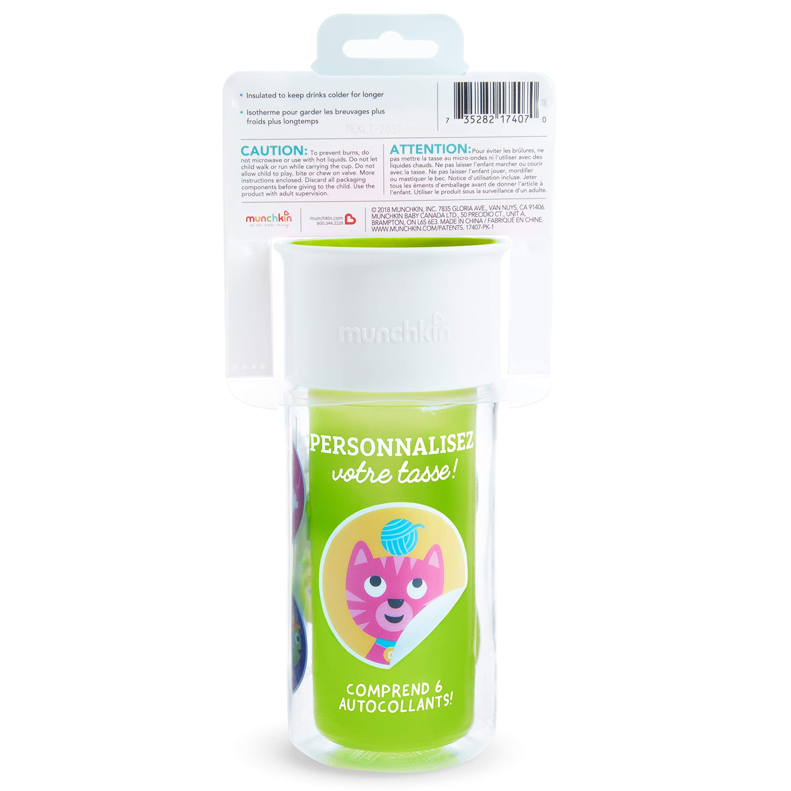 Munchkin Miracle 360 BPA-free toddler cup suitable for ages 18 months and up.