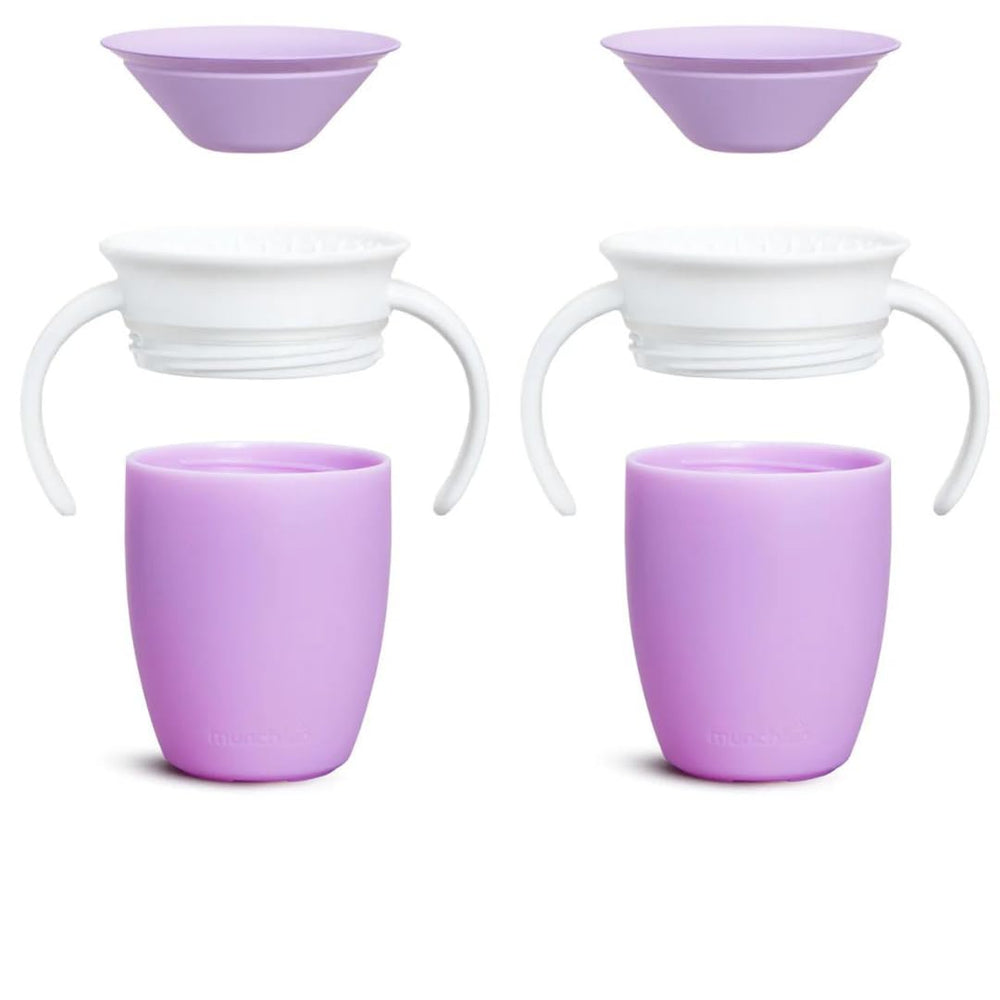 Munchkin Miracle 360 spoutless design prevents leaks during toddler sips.