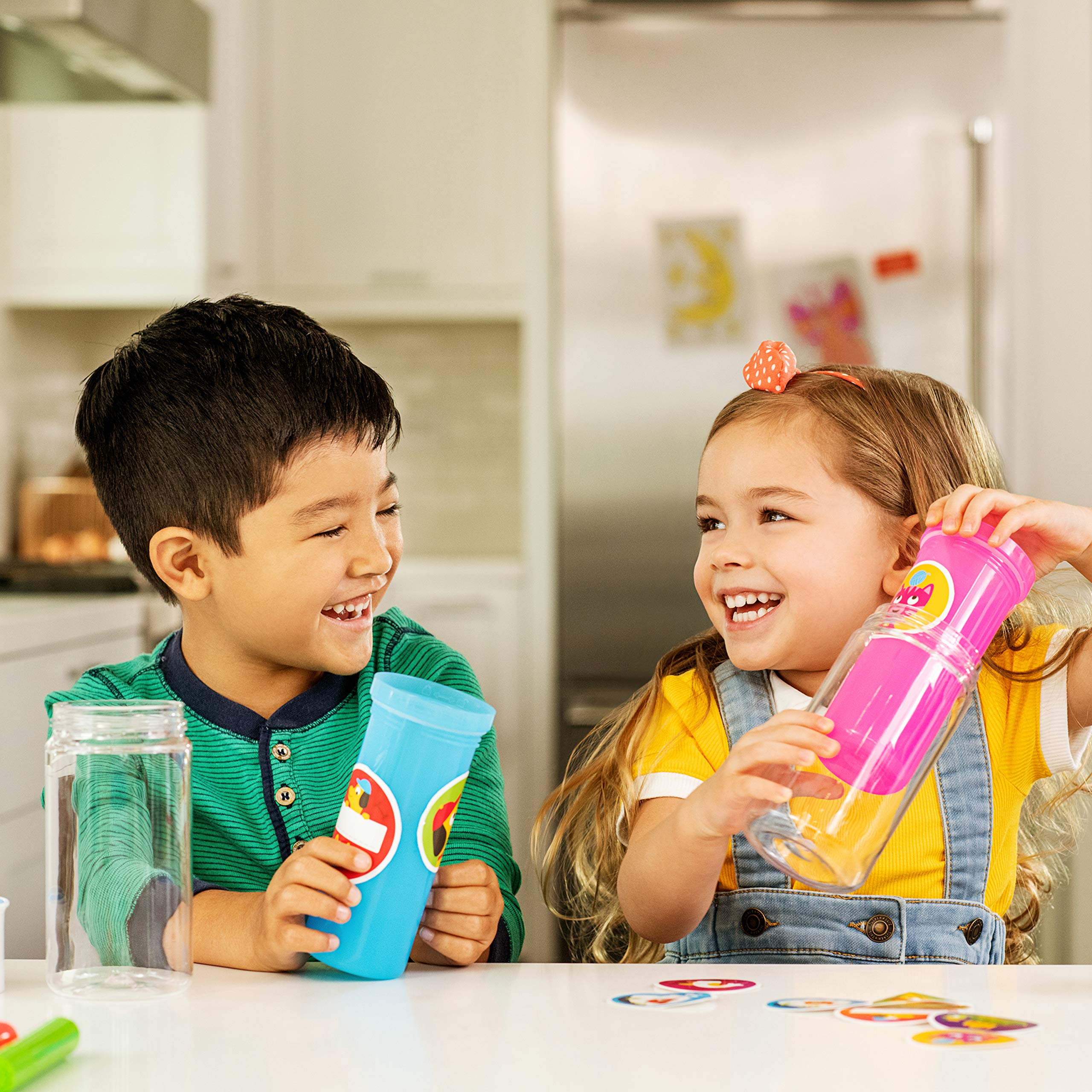 Munchkin Miracle 360 blue customizable sticker area encourages kids to express style