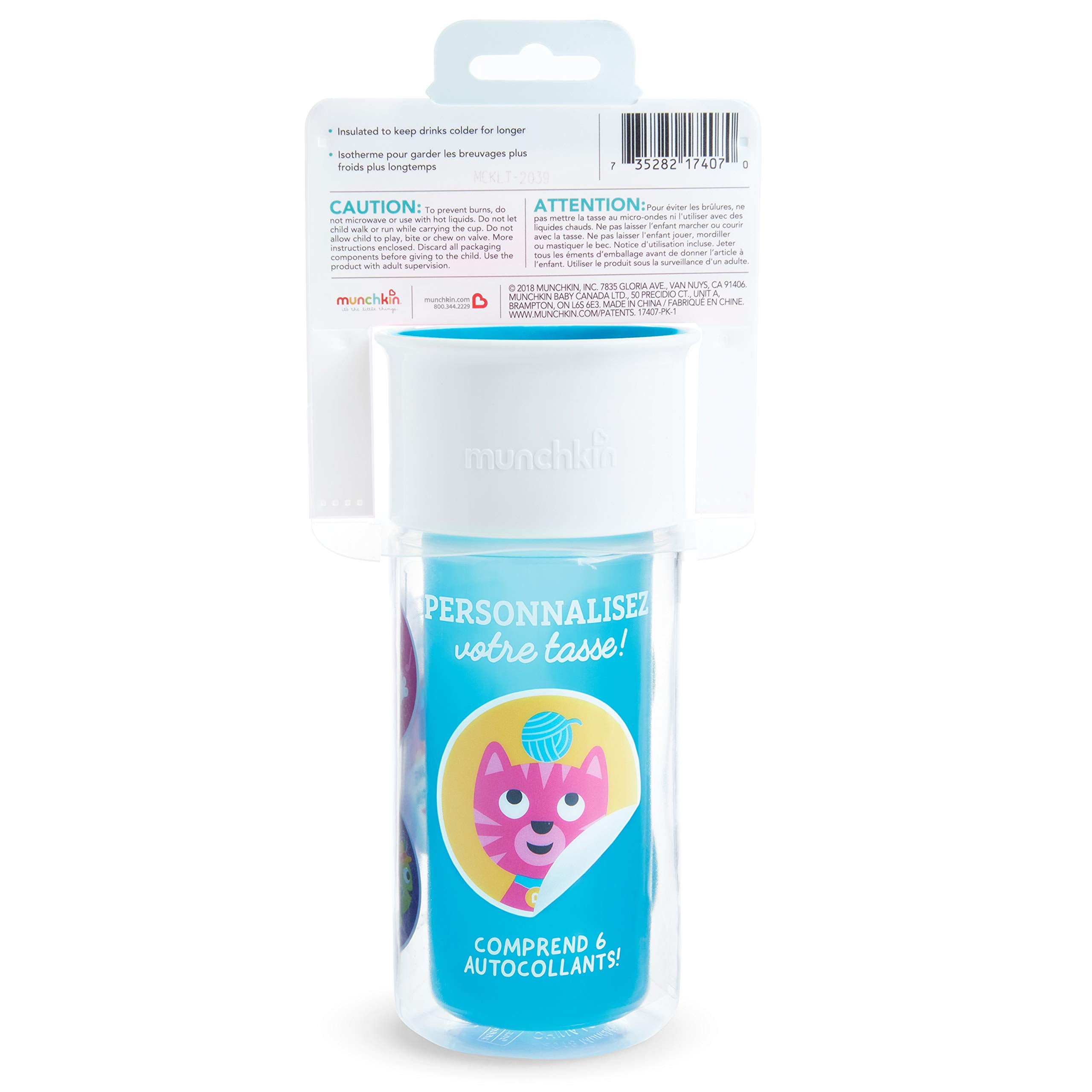 Munchkin Miracle 360 day-care ready cup on a table during break