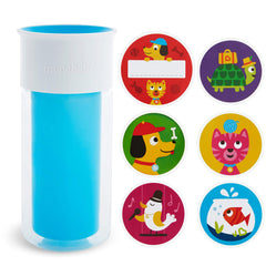 Munchkin Miracle 360 insulated sippy cup blue front view for spill-free learning