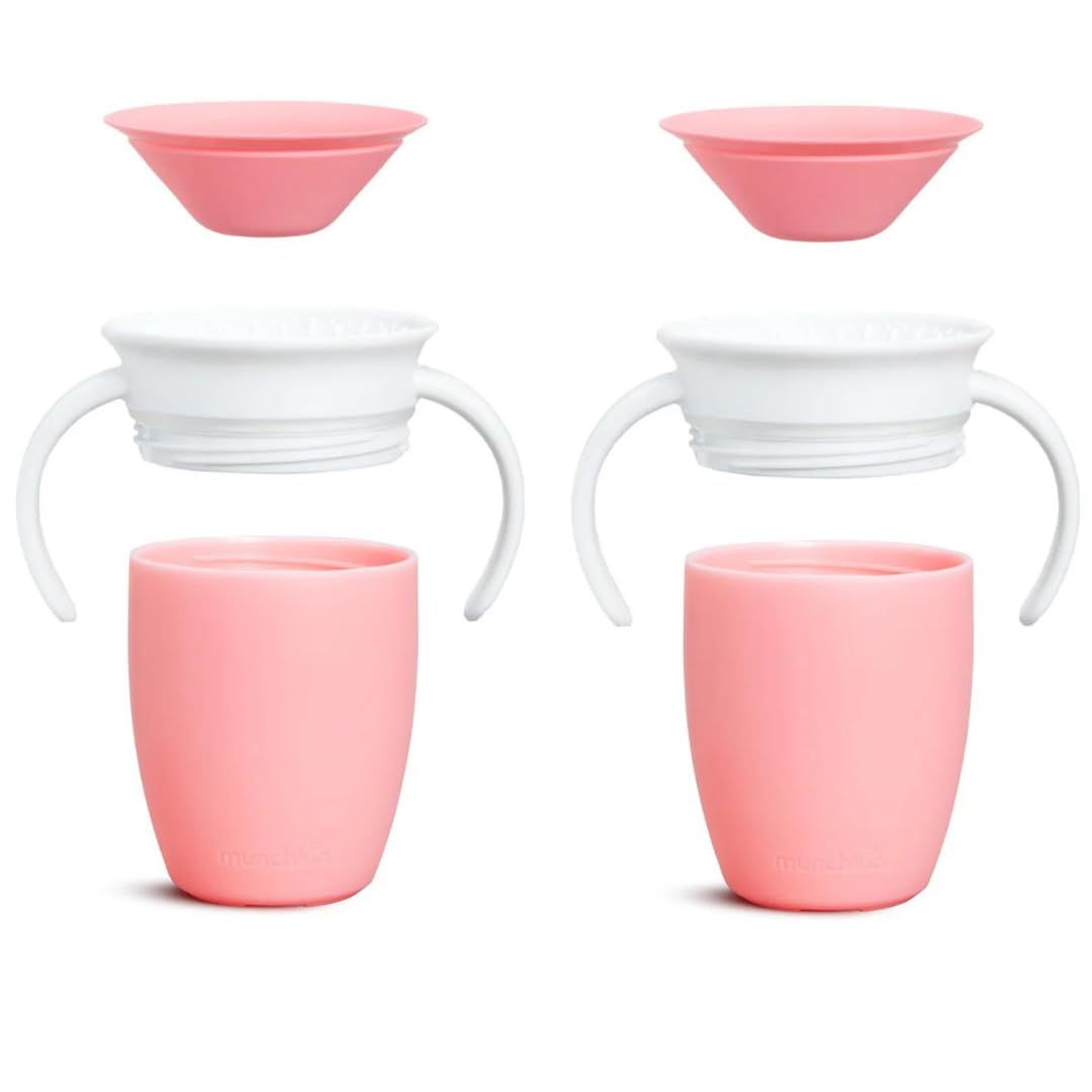 Munchkin Miracle 360 rose close-up highlights easy-to-clean, dishwasher-safe features.