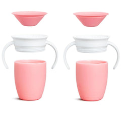 Munchkin Miracle 360 rose close-up highlights easy-to-clean, dishwasher-safe features.