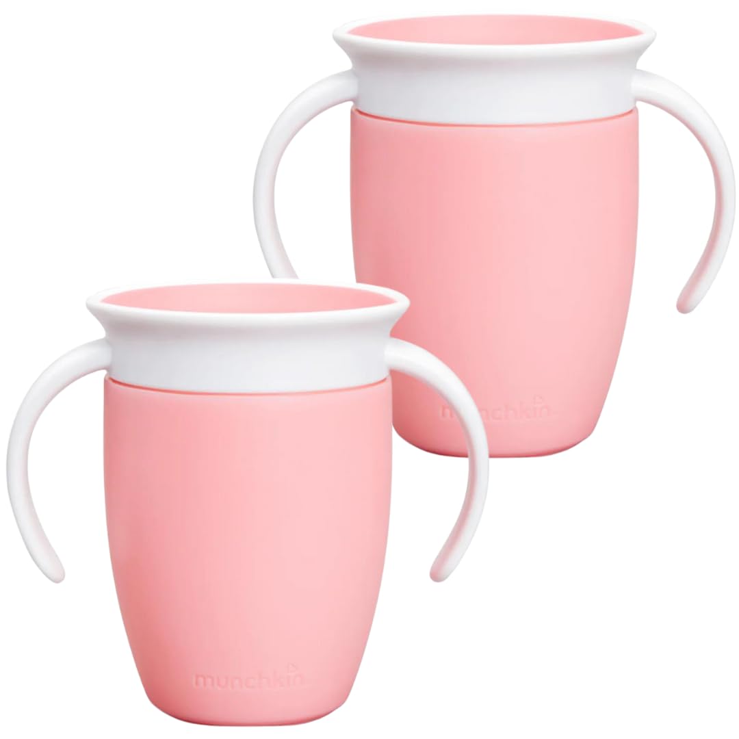 Munchkin Miracle 360 rose side view of spill-proof design for toddlers.