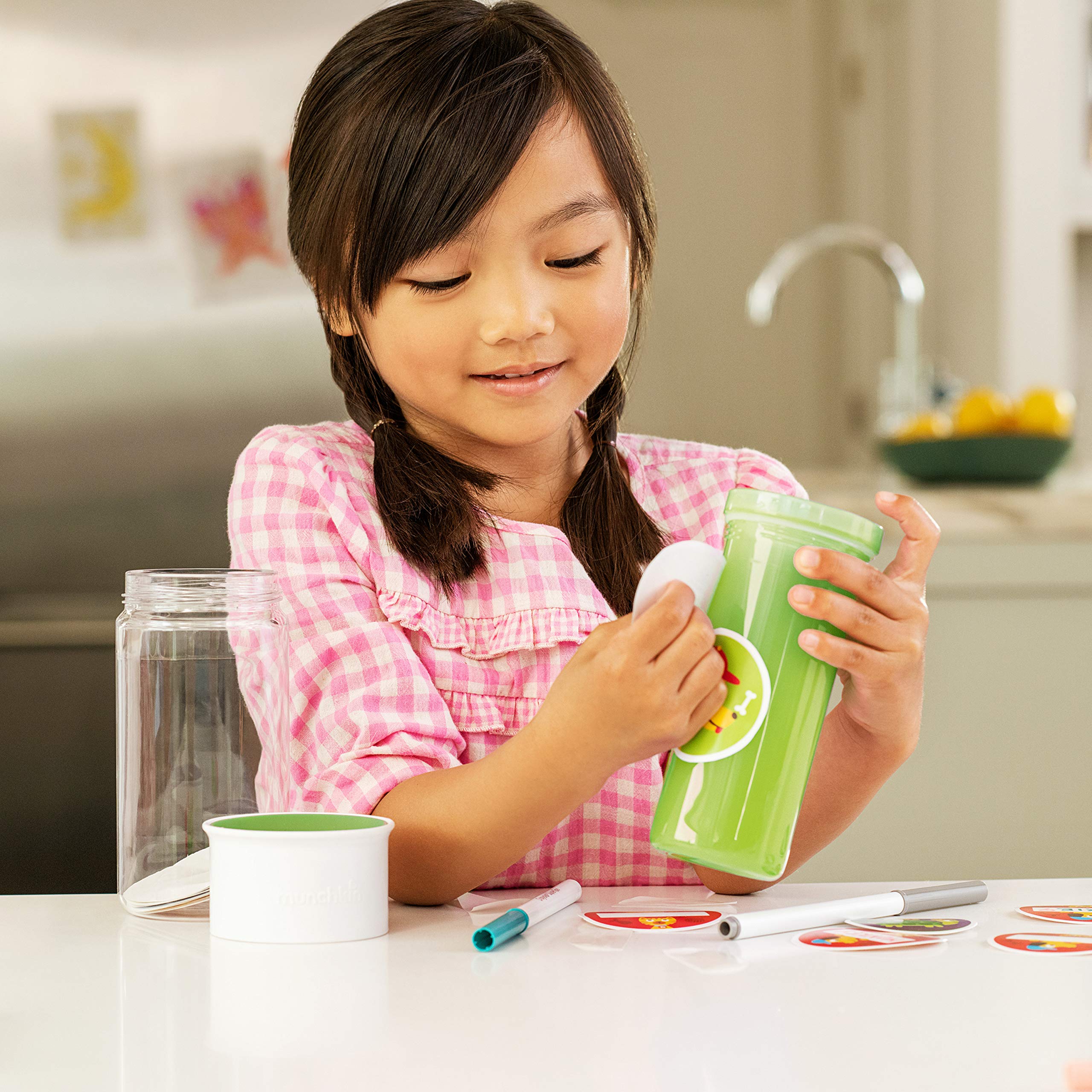 Munchkin Miracle 360 stickers customize the cup for school and daycare personalization.