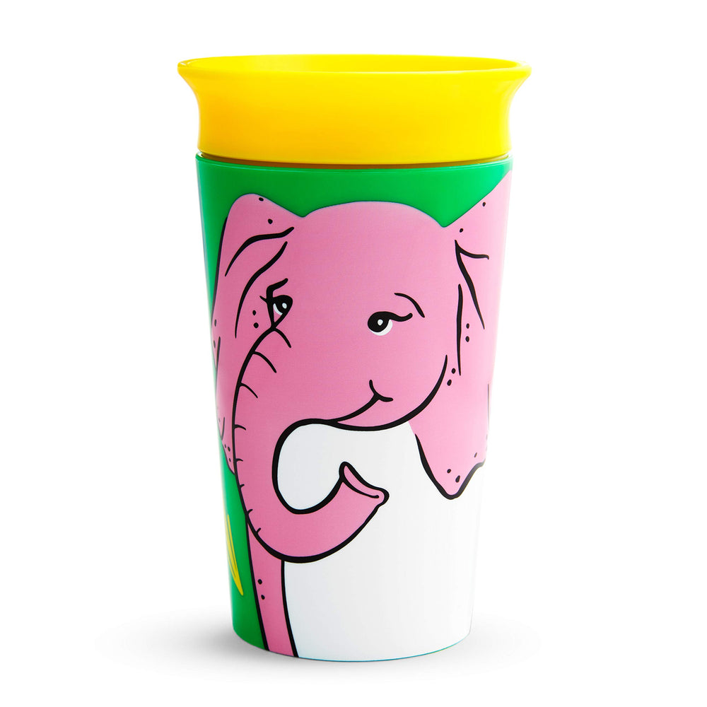 Munchkin Miracle 360 Wildlove elephant cup front view promotes independent sipping for toddlers