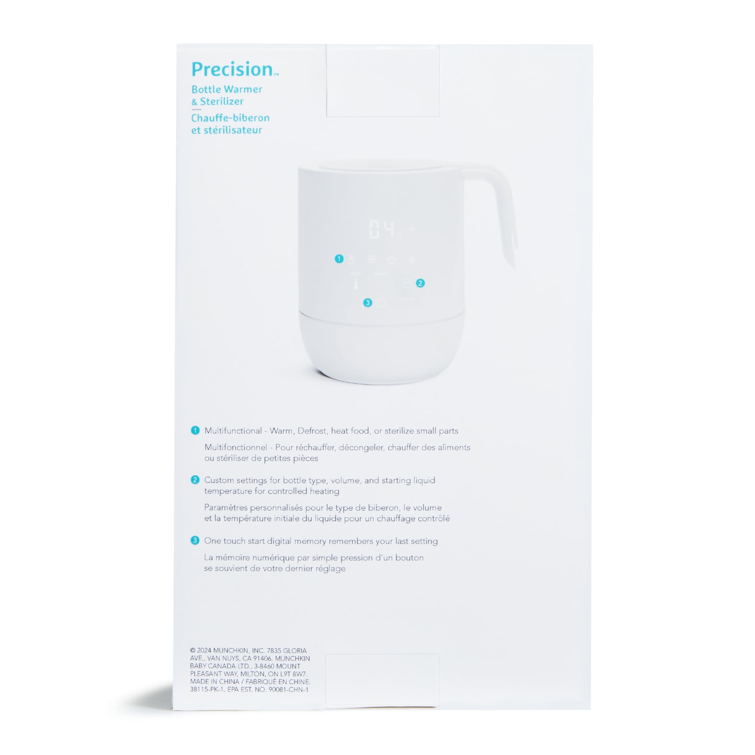 Munchkin Precision bottle warmer shown on countertop, ready for everyday use.