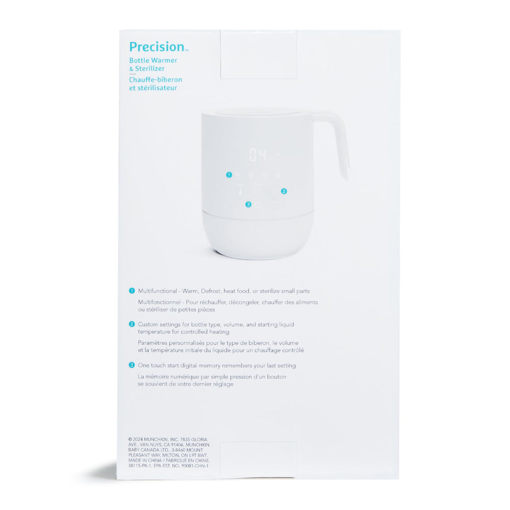 Munchkin Precision bottle warmer shown on countertop, ready for everyday use.
