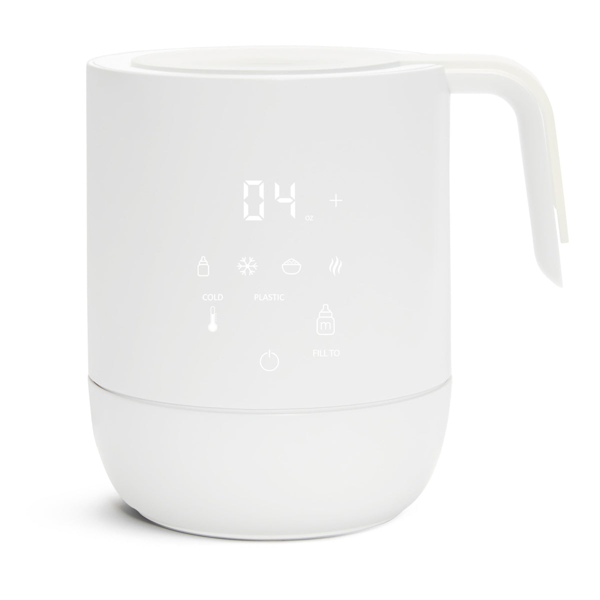 Munchkin Precision bottle warmer with digital display showing quick, uniform warming for breastmilk and formula.