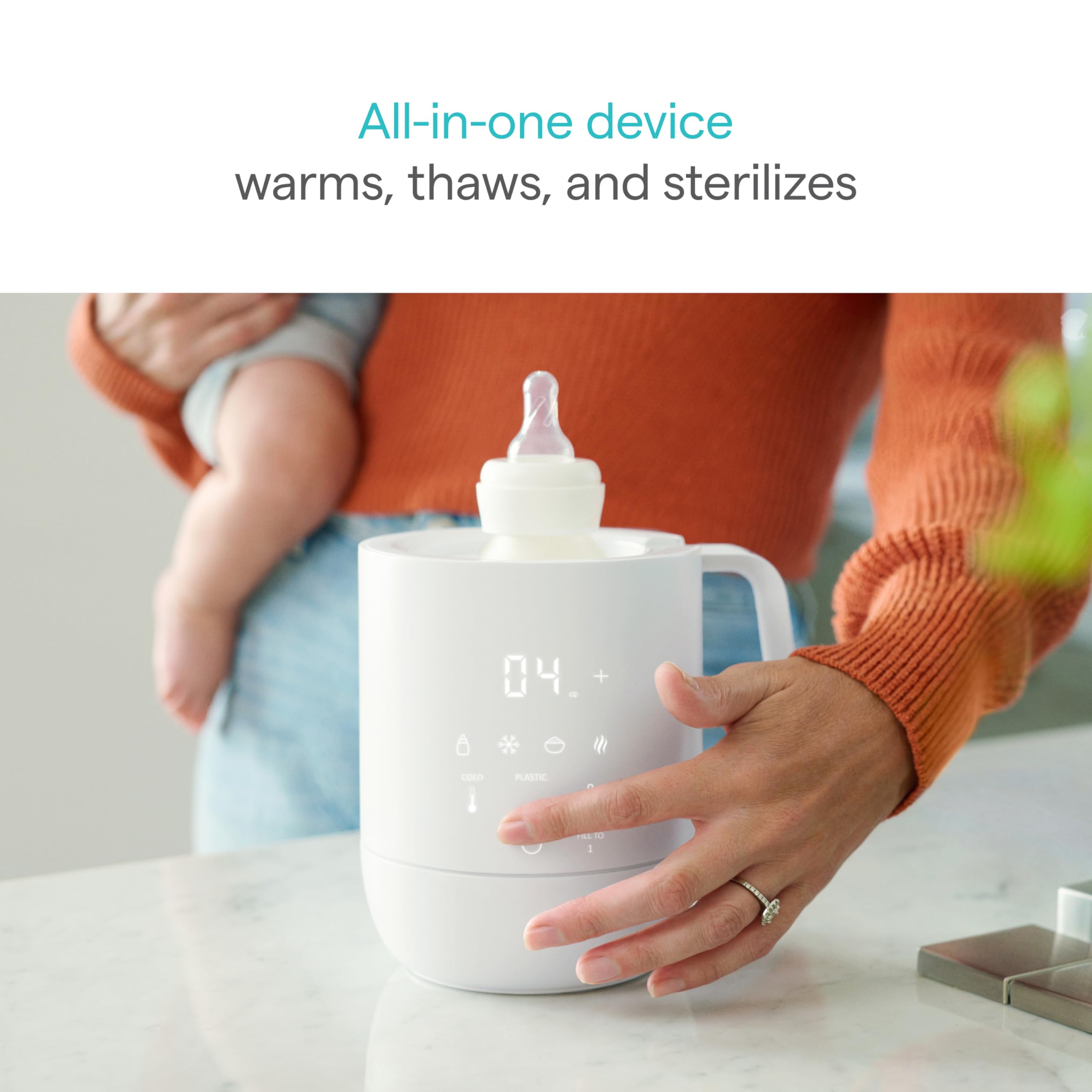 Munchkin Precision warms breastmilk quickly, helping preserve nutrients for feeding.