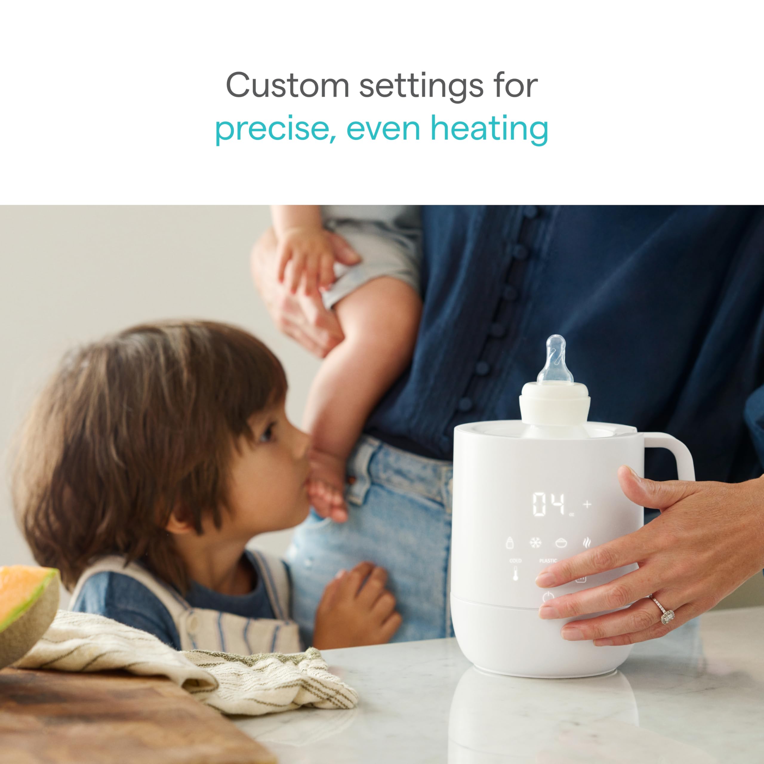 Munchkin Precision warms formula with consistent temperature for reliable feeds.