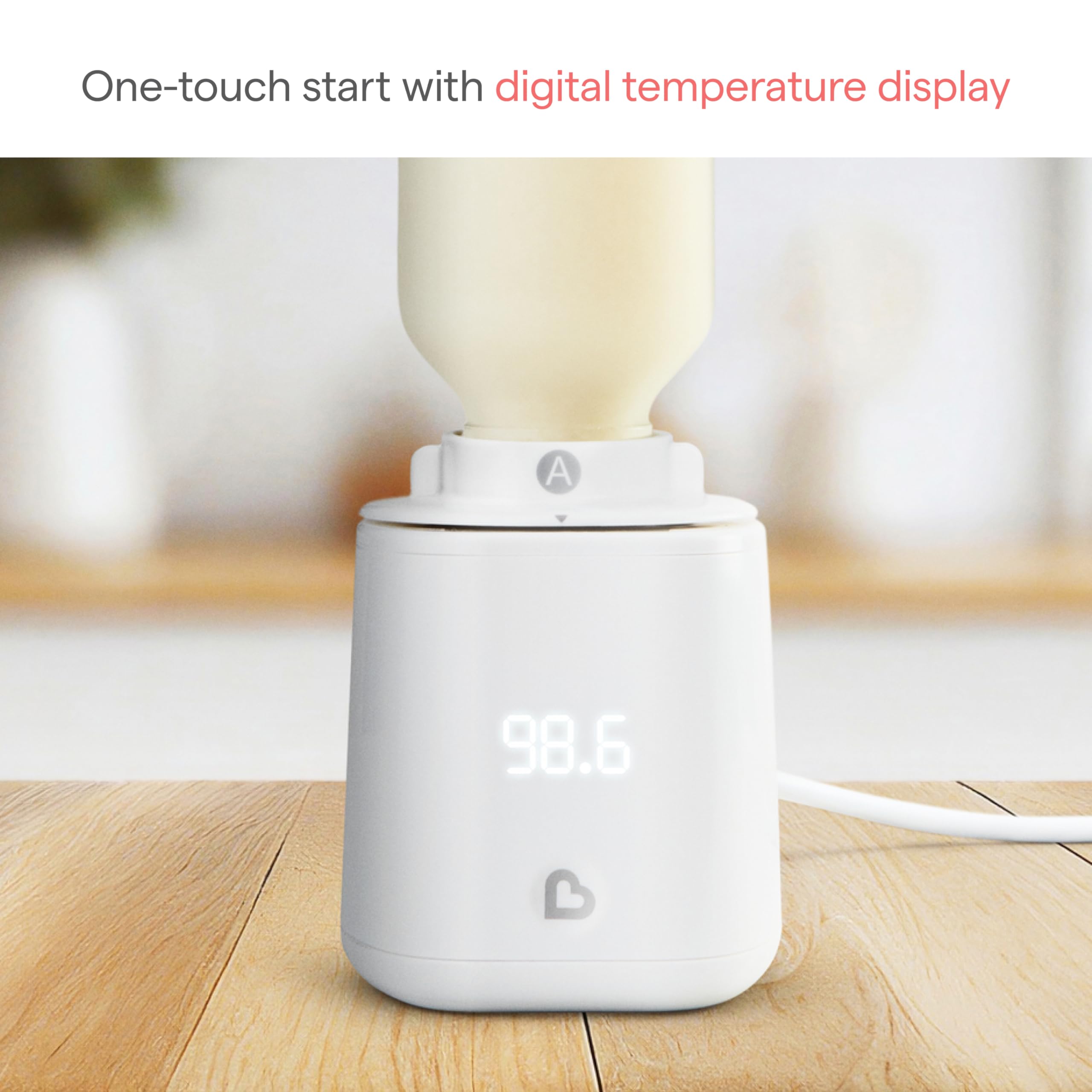 Munchkin Simple Touch Bottle Warmer leak-proof design prevents spills during mid-feed sessions.