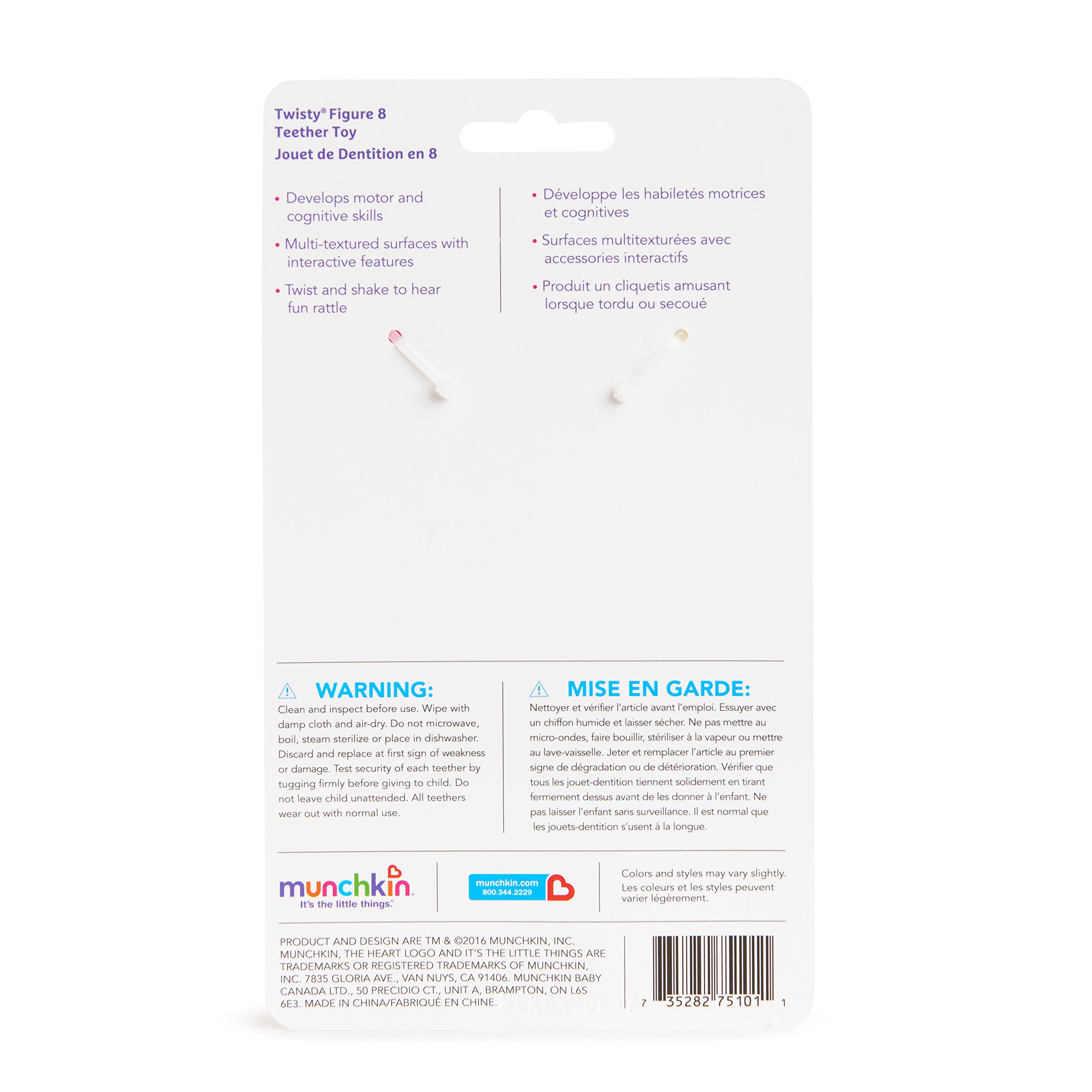 Munchkin Twisty Figure 8 Teether colorful twist design engaging babies during play.
