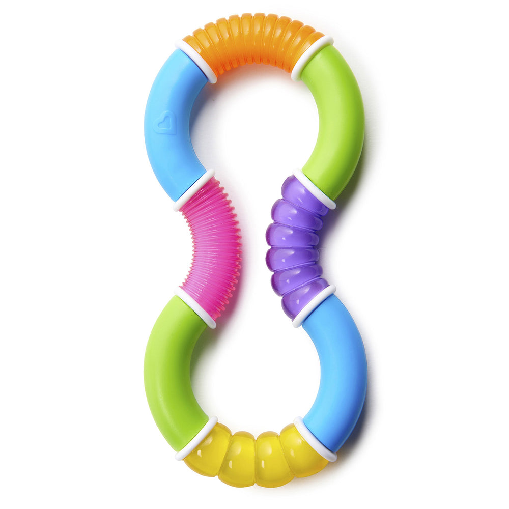 Munchkin Twisty Figure 8 Teether top view shows twistable design for tiny hands.