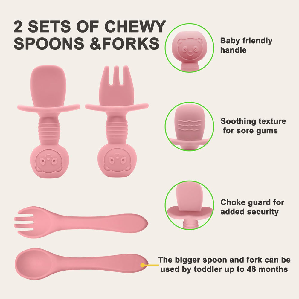 Munlinder baby spoon and fork set designed for easy self-feeding