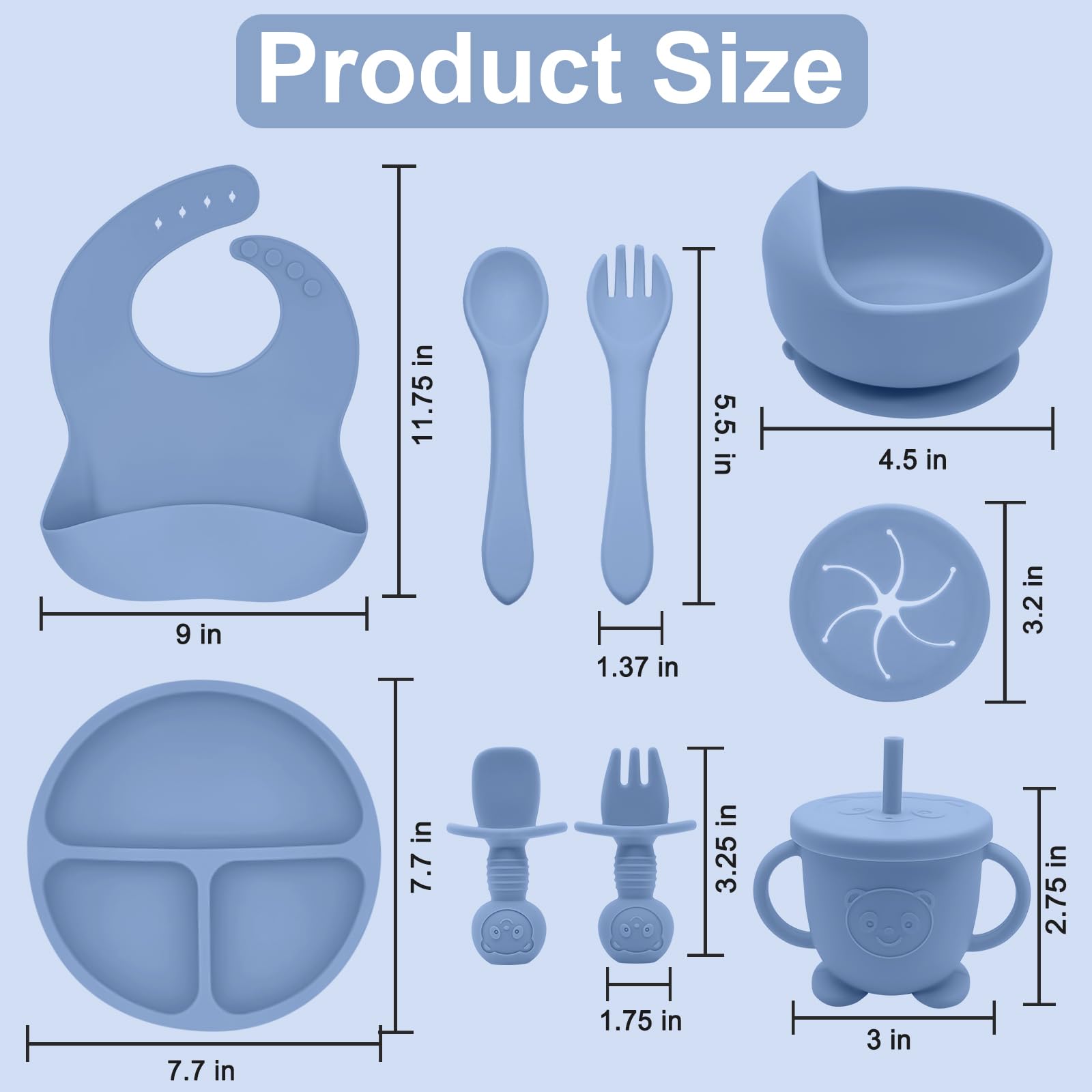 Munlinder silicone baby feeding set is dishwasher, microwave, and freezer safe for easy cleanup.