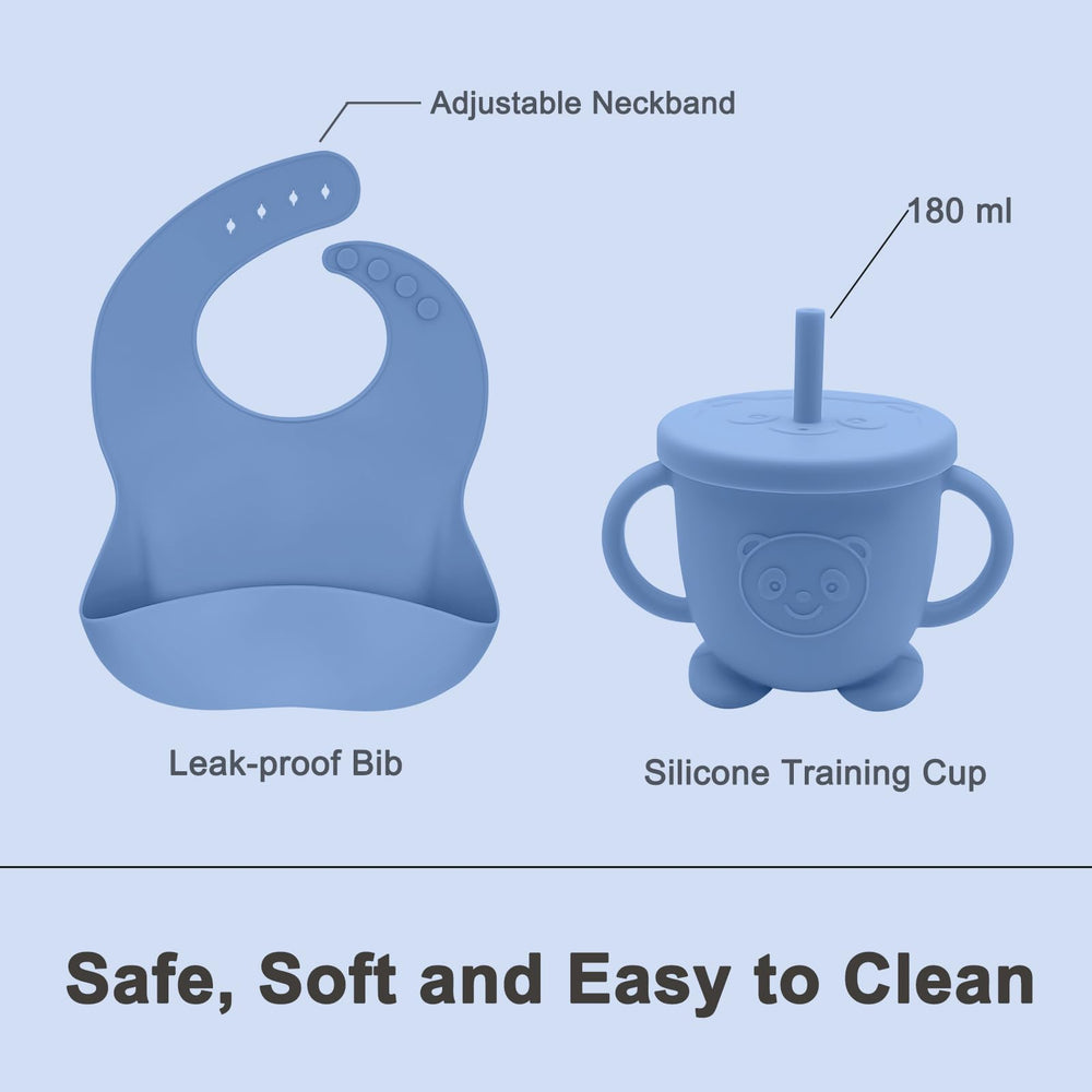 Munlinder training cup with straw and lid supports independent sipping on the go.