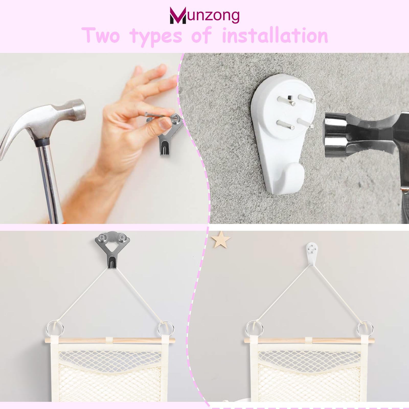 Munzong adjustable hooks on wooden sticks with rotating design