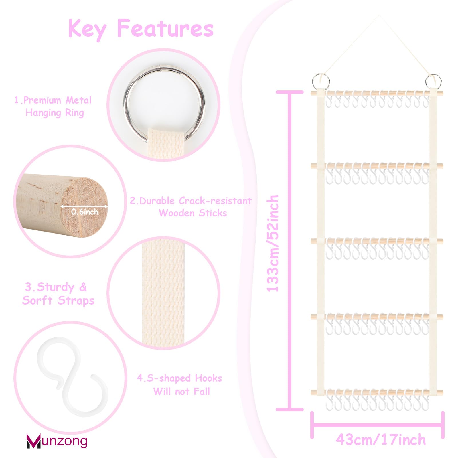 Munzong hair bow organizer with mesh pocket for clips
