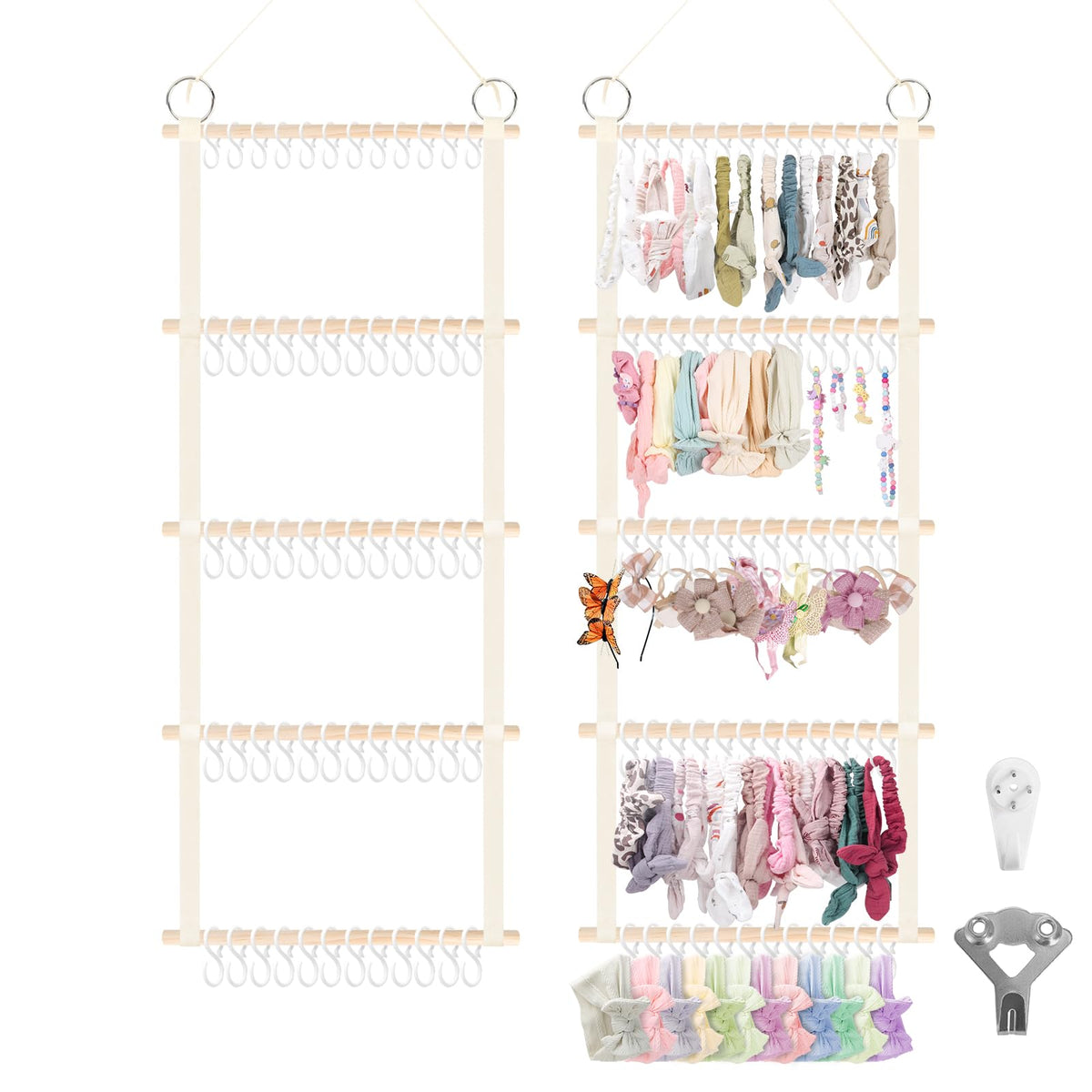 Munzong headband holder front view shows large storage in a tidy nursery