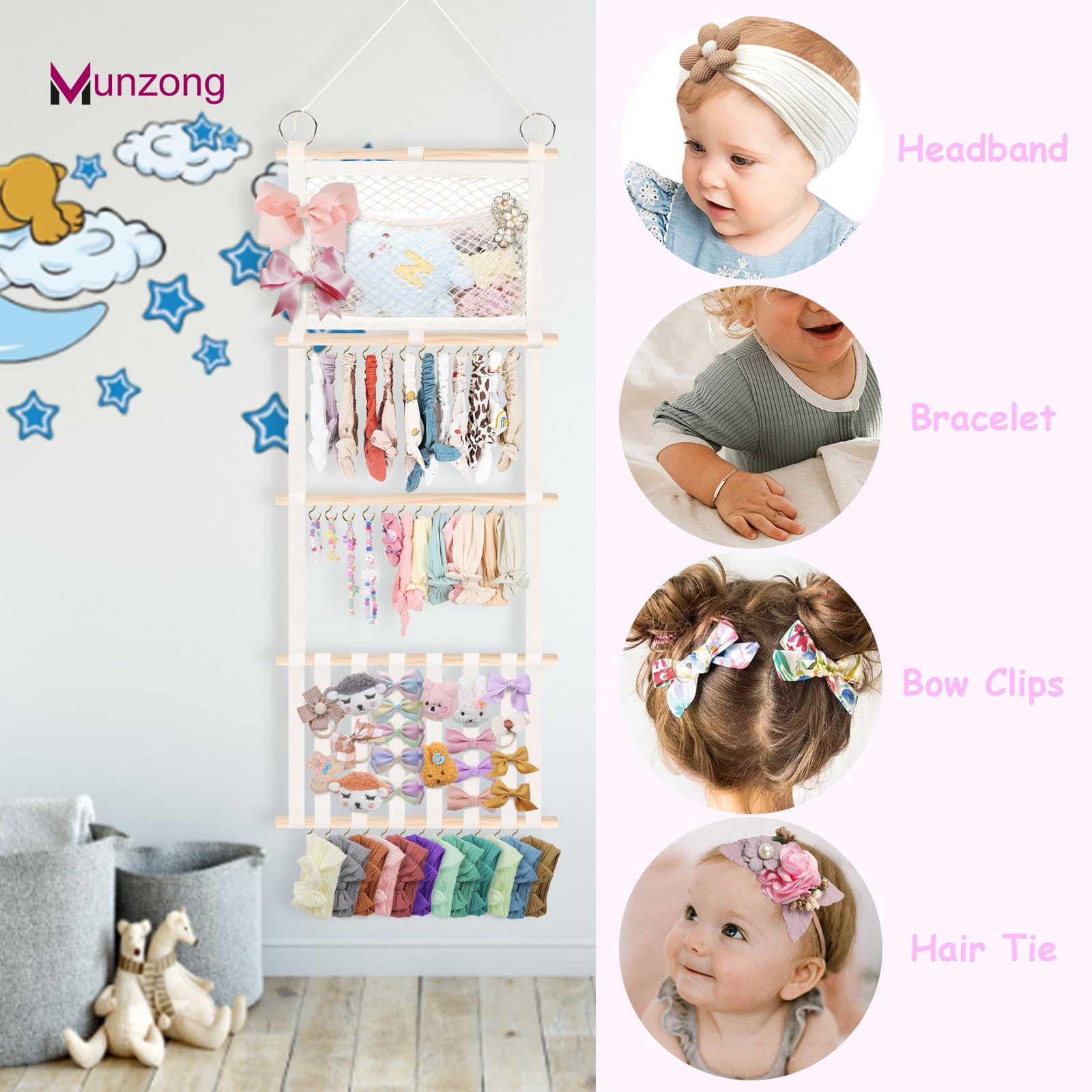 Munzong nursery decor display featuring the headband organizer