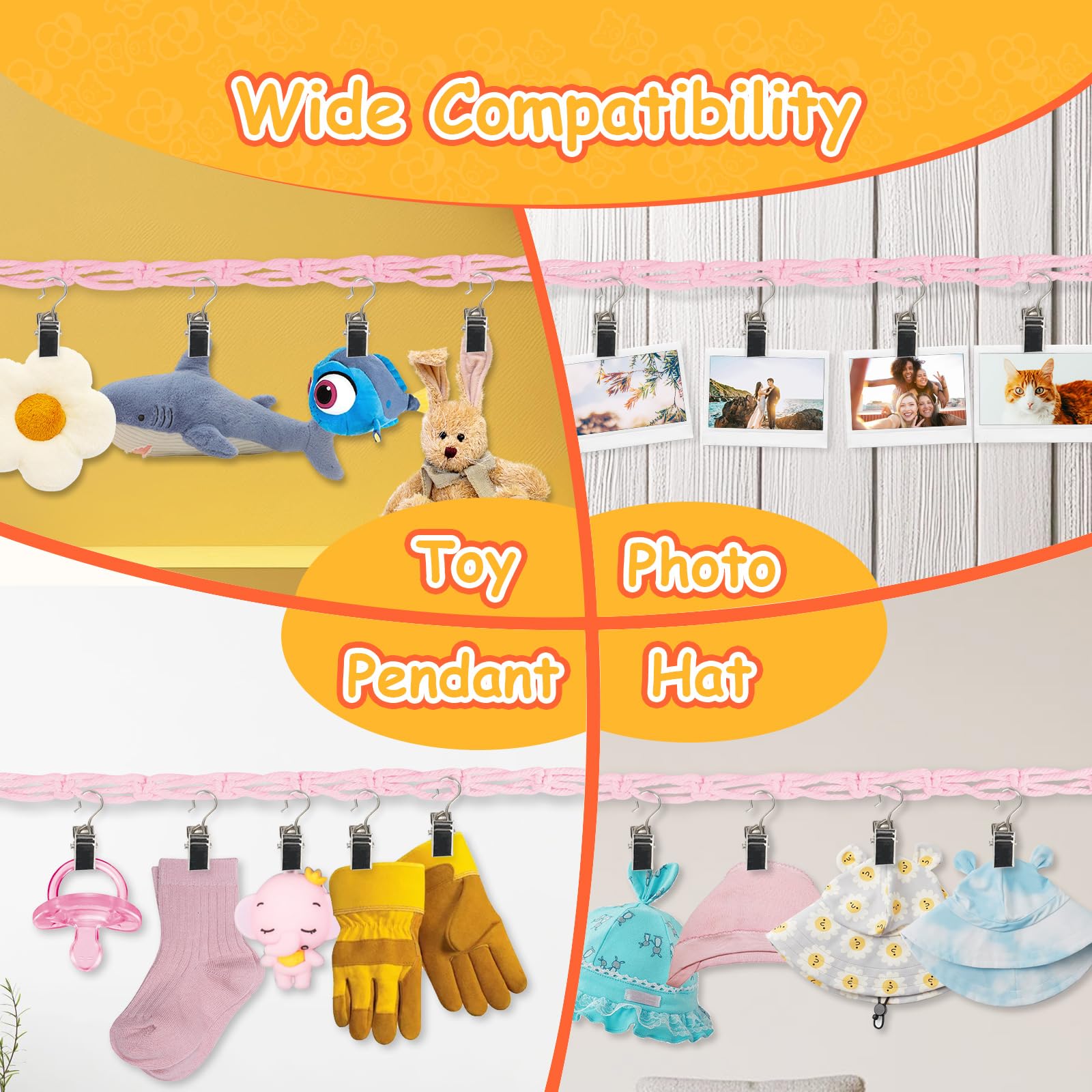 Munzong stainless steel rings provide secure support for heavy plush items.