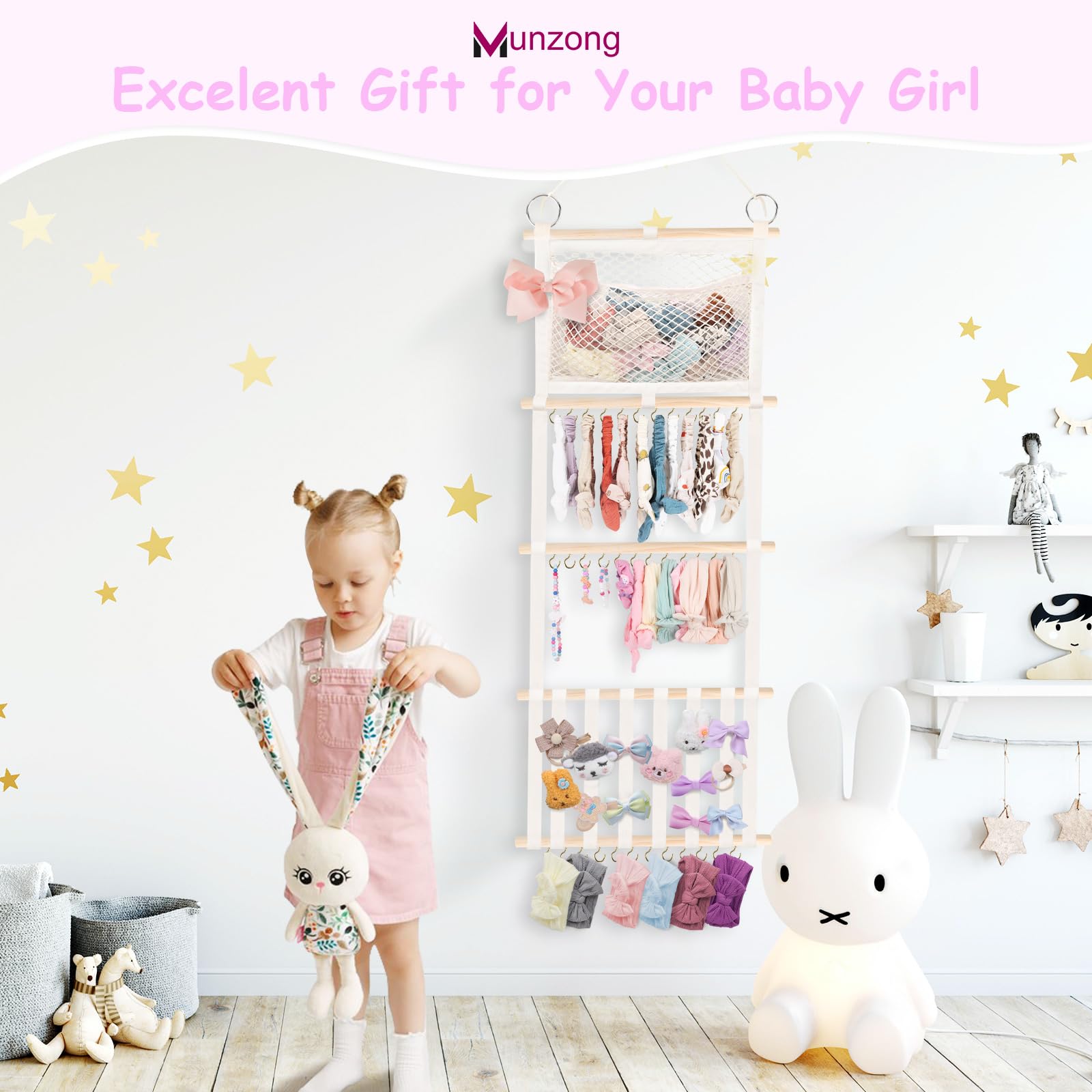 Munzong baby girl organizer in use for quick dressing