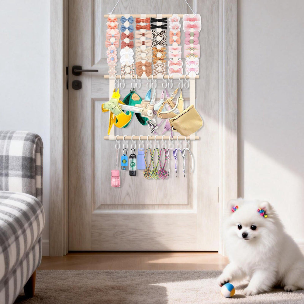 Munzong wall mounted 3 tier organizer protects bows and saves dresser space