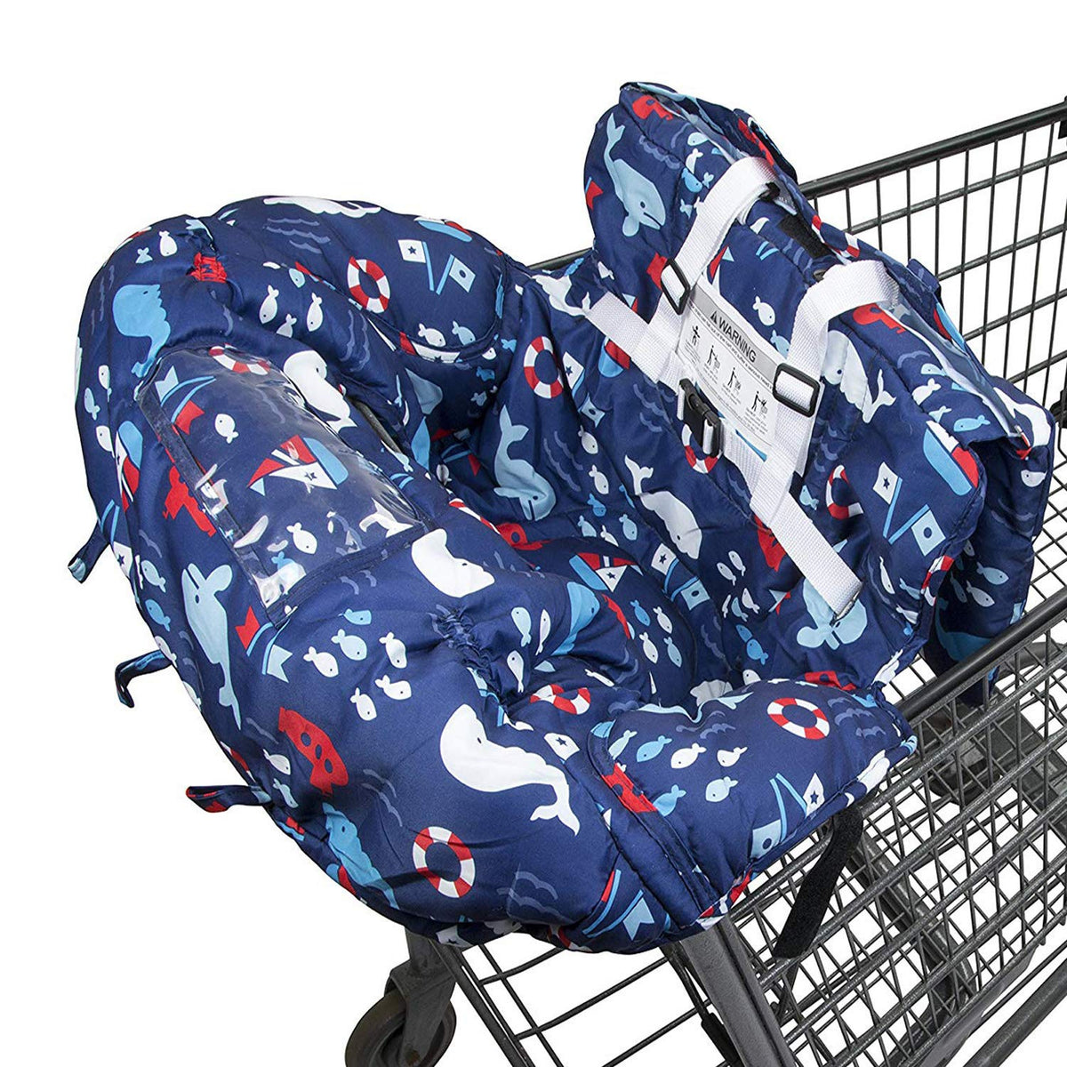 MURPHYfine blue whale cart cover folded for effortless storage and travel convenience.
