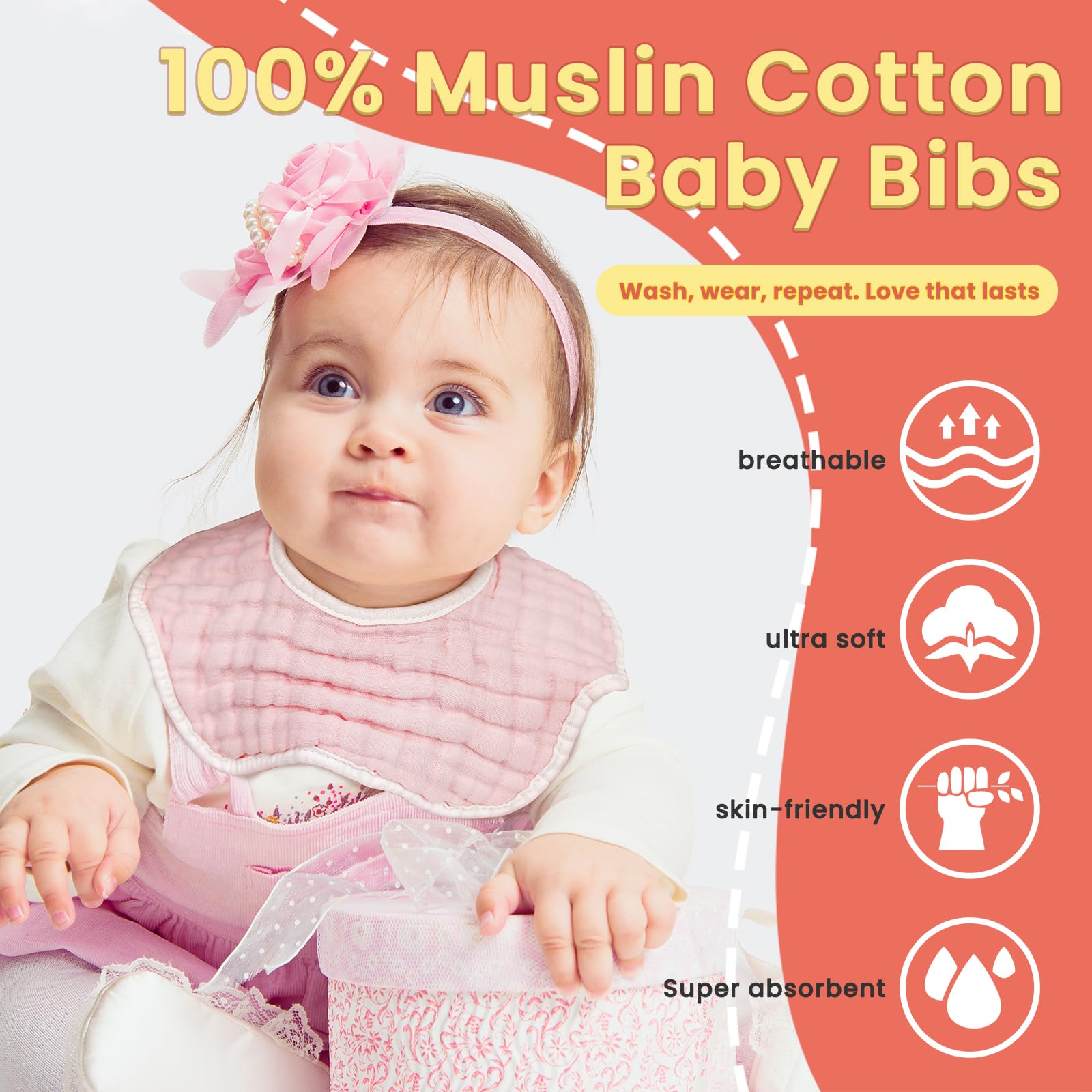 MUSBUY bibs offer absorbent drool management to keep outfits clean during teething.