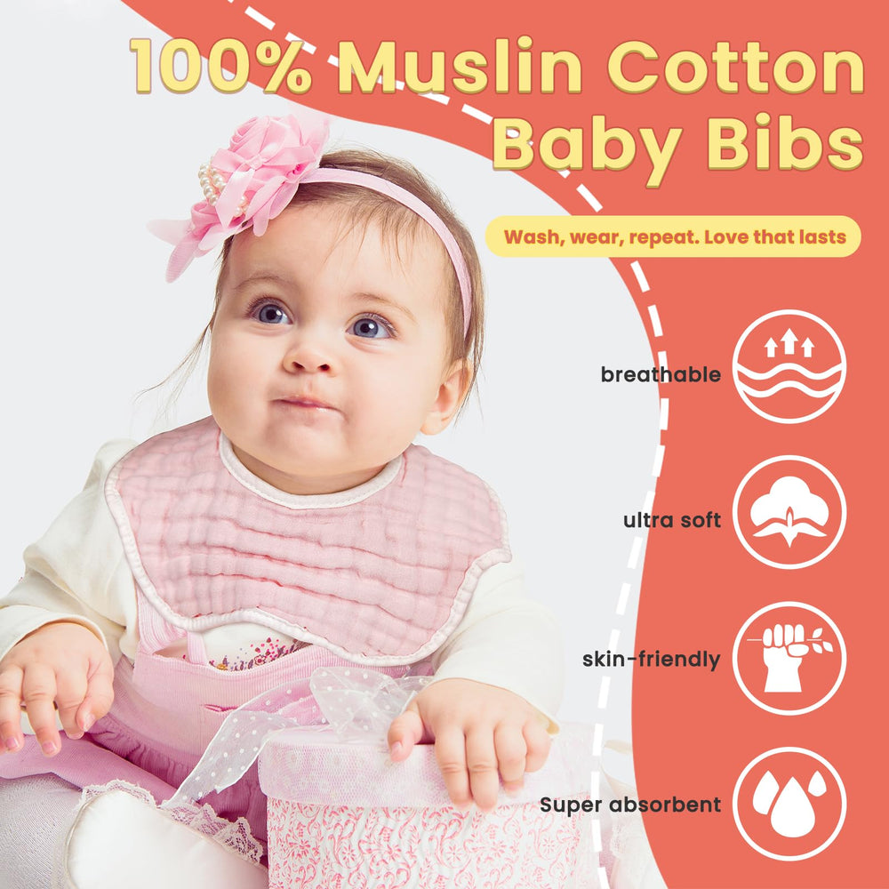 MUSBUY bibs offer absorbent drool management to keep outfits clean during teething.