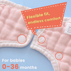 MUSBUY adjustable ties ensure a secure, growing fit from infancy to toddlerhood.