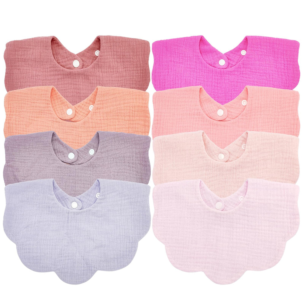MUSBUY Baby Bibs with PetalSoft edge provide stylish coverage and spill protection.