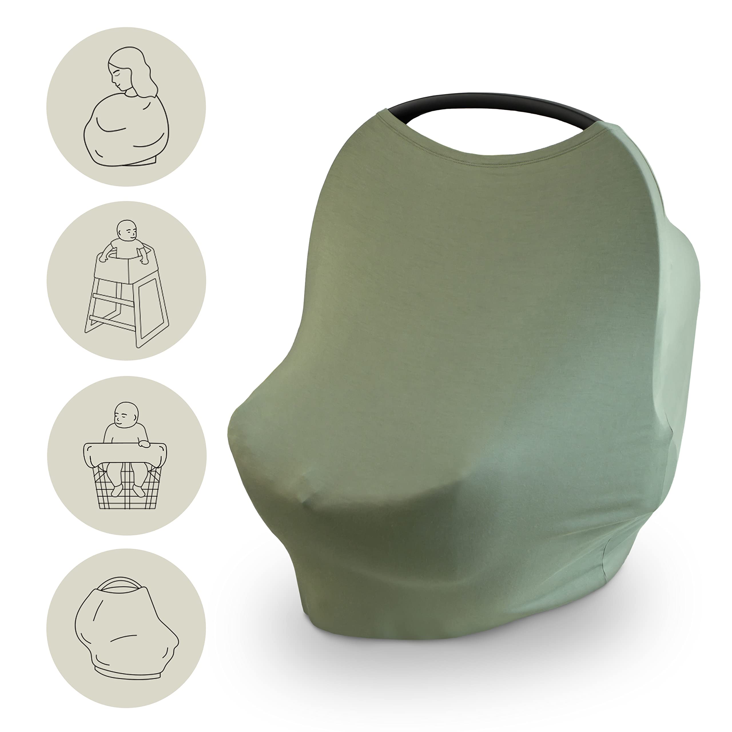 Mushie baby car seat canopy cover in breathable fabric offering privacy and shade.