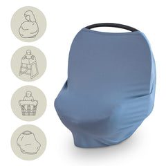Mushie Baby Car Seat Canopy Cover uses breathable fabric for on-the-go comfort.