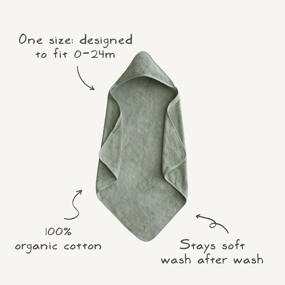 Mushie Baby Hooded Towel Moss durable softness for everyday use