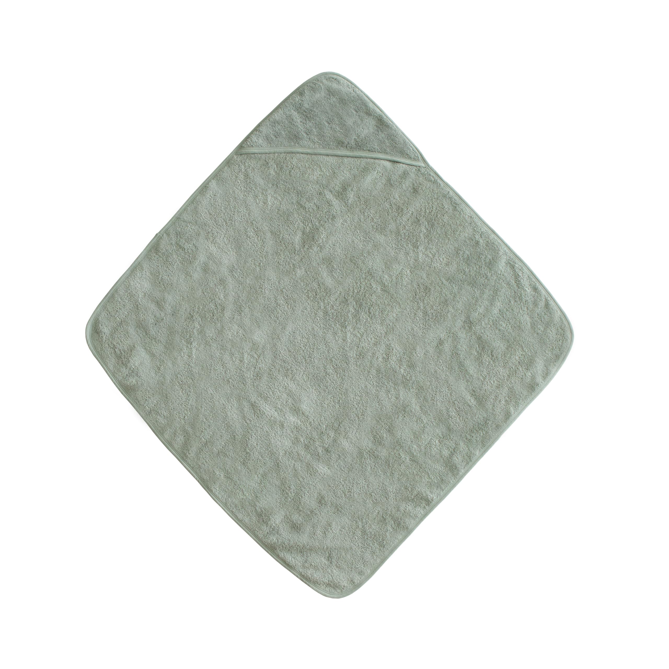 Mushie Baby Hooded Towel Moss hood detail showing cozy warmth